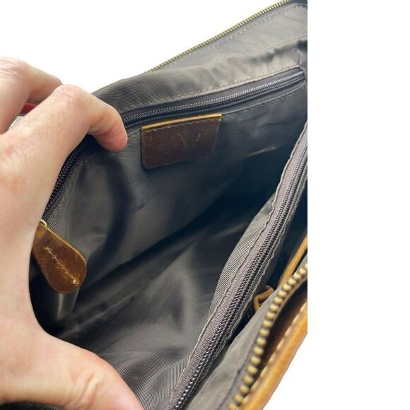 Brown Leather Flap Top Messenger Computer Shoulder Bag Distressed Unbranded - Picture 9 of 12